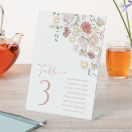 花カラフル咲き野花ボホブライダルシャワー 台座サイン