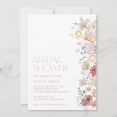 花カラフル咲き野花ボホブライダルシャワー 招待状 (正面)