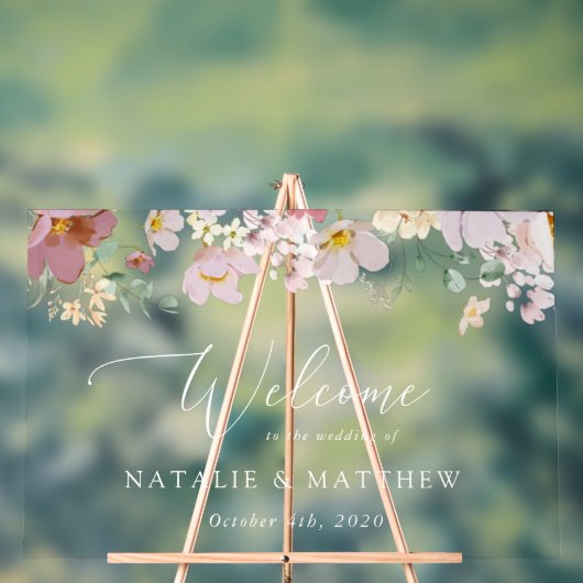 花カラフル咲き野花結婚歓迎 アクリルサイン (ニュートラル)