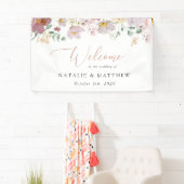 花カラフル咲き野花結婚歓迎 横断幕 (インサイチュ)