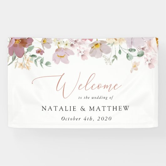 花カラフル咲き野花結婚歓迎 横断幕 (横)