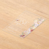 花カラフル咲き野花誕生日 アクリル招待状 (レイダウン)