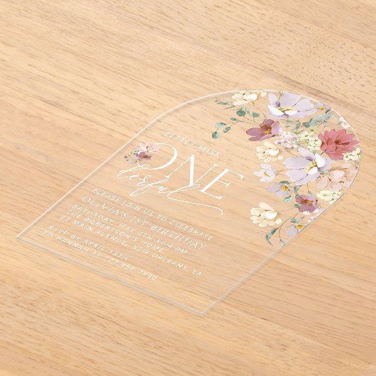 花カラフル咲き野花誕生日 アクリル招待状 (レイダウン)