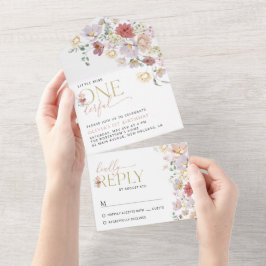 花カラフル咲き野花誕生日 オールインワン招待状