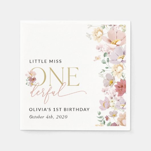 花カラフル咲き野花誕生日 スタンダードカクテルナプキン (正面)