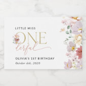 花カラフル咲き野花誕生日 スパークリングワインラベル (シングルラベル)