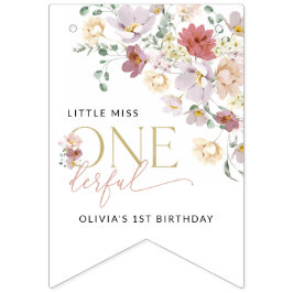 花カラフル咲き野花誕生日 バンティングフラッグ