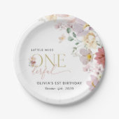 花カラフル咲き野花誕生日 ペーパープレート (正面)