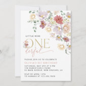 花カラフル咲き野花誕生日 招待状 (正面)