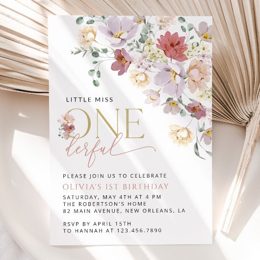 花カラフル咲き野花誕生日 招待状