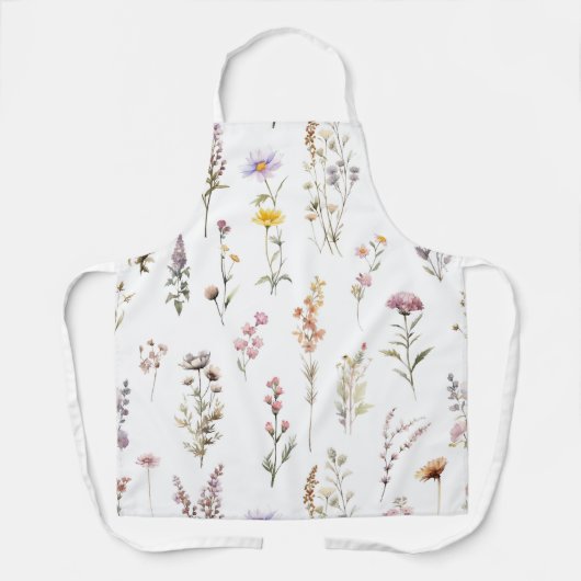 花カラフル咲き野草と庭園花 エプロン (正面)