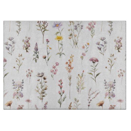 花カラフル咲き野草と庭園花 カッティングボード (正面)