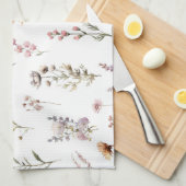 花カラフル咲き野草と庭園花 キッチンタオル (四つ折り)