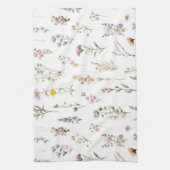 花カラフル咲き野草と庭園花 キッチンタオル (縦)