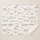 花カラフル咲き野草と庭園花 シェルパブランケット (正面(横))