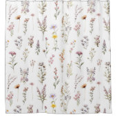 花カラフル咲き野草と庭園花 シャワーカーテン (正面)