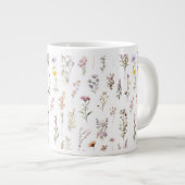 花カラフル咲き野草と庭園花 ジャンボコーヒーマグカップ (正面右)