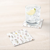 花カラフル咲き野草と庭園花 スクエアペーパーコースター (インサイチュ)