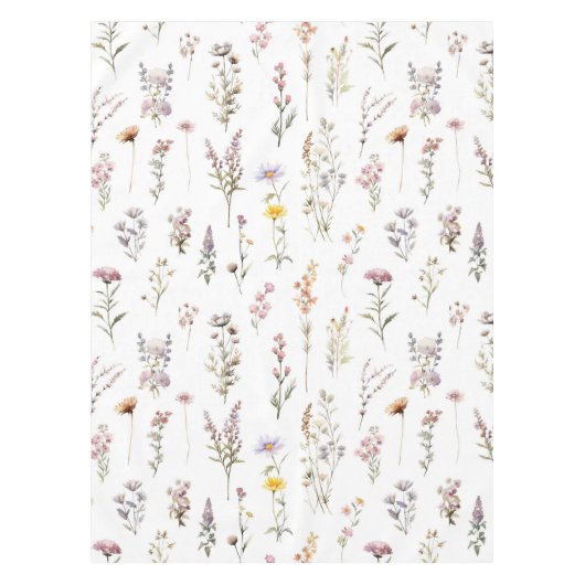 花カラフル咲き野草と庭園花 テーブルクロス (正面)