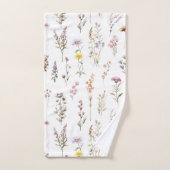 花カラフル咲き野草と庭園花 バスタオルセット (ハンドタオル)