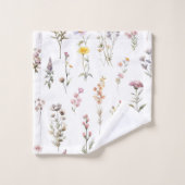 花カラフル咲き野草と庭園花 バスタオルセット (ウォッシュタオル)