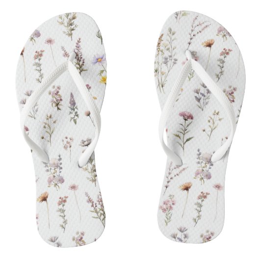 花カラフル咲き野草と庭園花 ビーチサンダル (ソール)