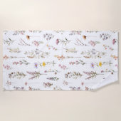 花カラフル咲き野草と庭園花 ビーチタオル (正面)