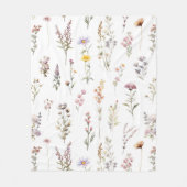 花カラフル咲き野草と庭園花 フリースブランケット (正面)