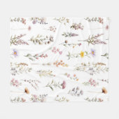 花カラフル咲き野草と庭園花 フリースブランケット (正面(横))