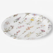 花カラフル咲き野草と庭園花 ペーパープレート (アングル)