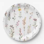 花カラフル咲き野草と庭園花 ペーパープレート (正面)