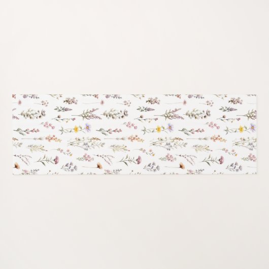 花カラフル咲き野草と庭園花 ヨガマット (裏面(横))