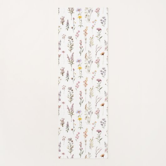 花カラフル咲き野草と庭園花 ヨガマット (正面)