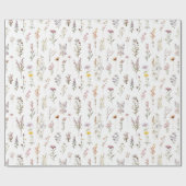 花カラフル咲き野草と庭園花 ラッピングペーパー (フラット)