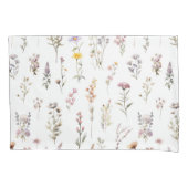 花カラフル咲き野草と庭園花 枕カバー (正面)