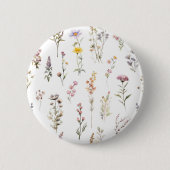 花カラフル咲き野草と庭園花 缶バッジ (正面)