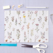 花カラフル咲き野草と庭園花 薄葉紙 (クラフト)