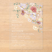 花カラフル咲き野草ボホ結婚う アクリル招待状 (正面)