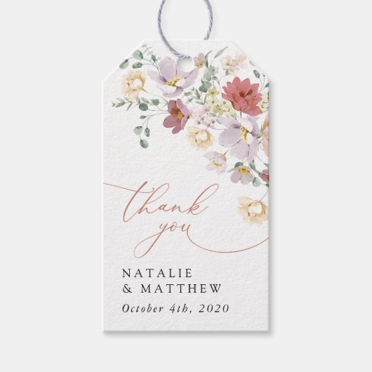 花カラフル咲き野草ボホ結婚う ギフトタグ (正面)