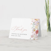 花カラフル咲き野草ボホ結婚う サンキューカード (正面)