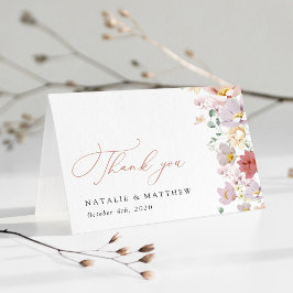 花カラフル咲き野草ボホ結婚う サンキューカード