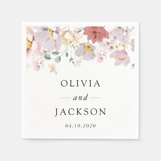 花カラフル咲き野草ボホ結婚う スタンダードカクテルナプキン (正面)