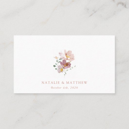 花カラフル咲き野草ボホ結婚う プレイスカード (裏面)