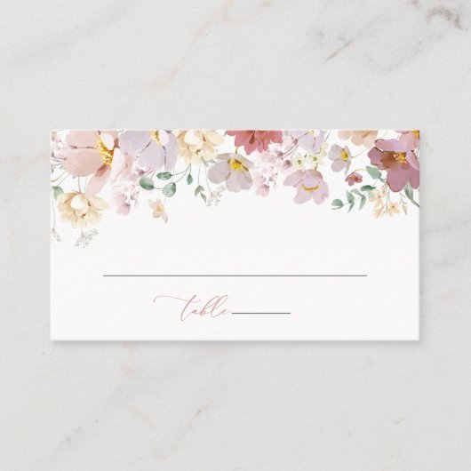 花カラフル咲き野草ボホ結婚う プレイスカード (正面)