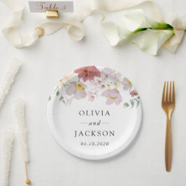 花カラフル咲き野草ボホ結婚う ペーパープレート