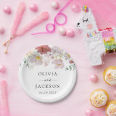 花カラフル咲き野草ボホ結婚う ペーパープレート (パーティー)