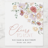 花カラフル咲き野草ボホ結婚う ワインラベル (シングルラベル)