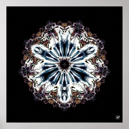 花カラフル咲き2 (カラフル模様) ポスター (正面)