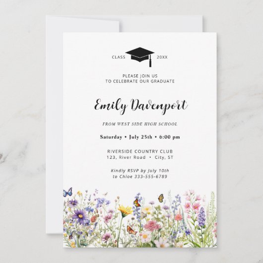 花カラフル園の卒業写真の背面 招待状 (正面)