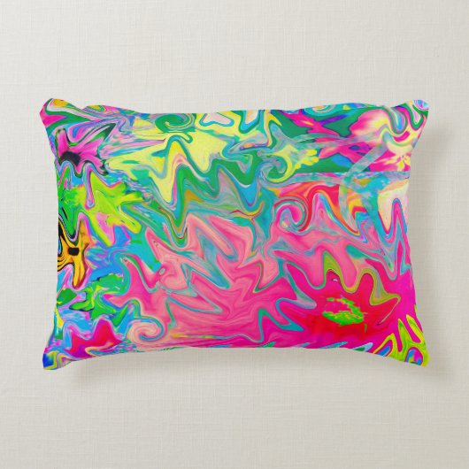 花カラフル園抽象芸術コラージュ アクセントクッション (正面)